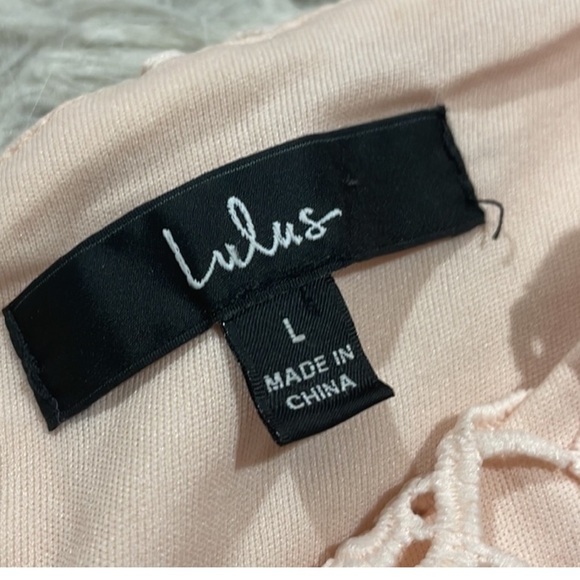 Lulus Briarwood Blush Pink Lace Ruffled Midi Dress M7. - Picture 16 of 16